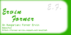 ervin forner business card